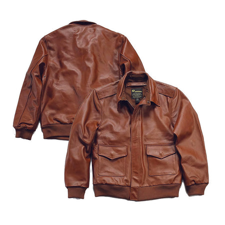 BLOUSON PILOTE EN CUIR - TYPE A2 - USAAF - MARRON CLAIR